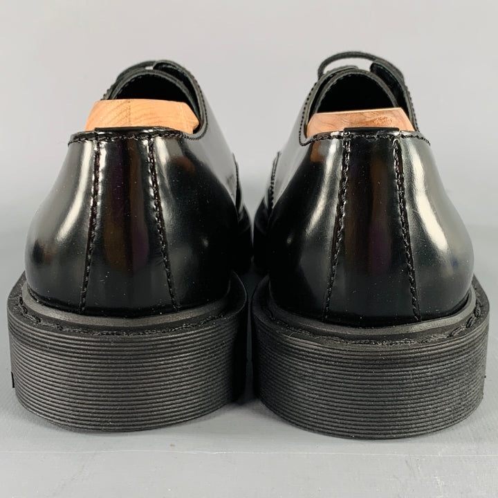 THE ROW Size 7.5 Black Leather Tread Sole Lace-Up Shoes