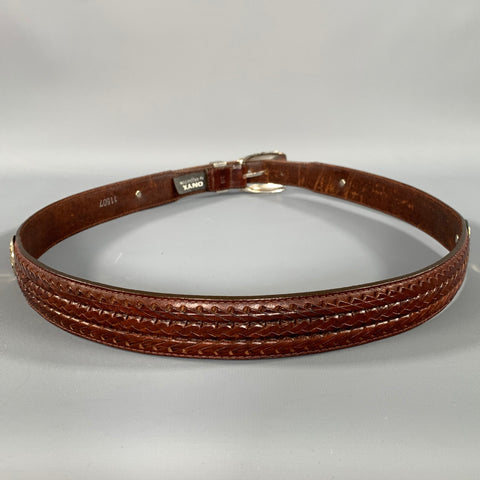 ONYX Size 38 Brown Studded Leather Belt
