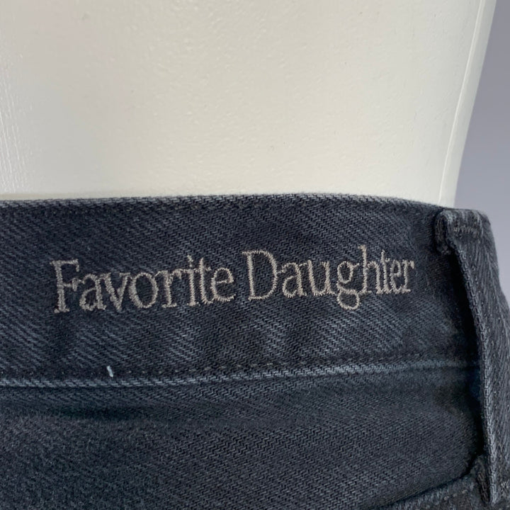 FAVORITE DAUGHTER Size 25 The Sadie Black Denim Twill Button Fly Midi Skirt