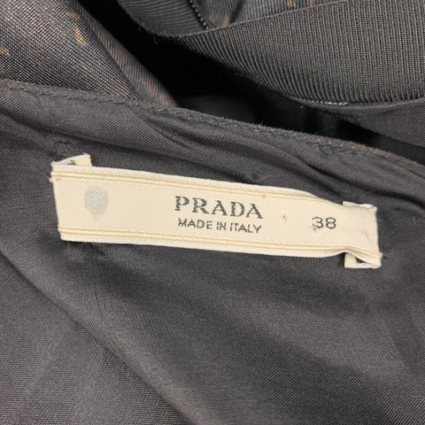 PRADA Size 2 Black Brown Silk Lace Print 3/4 Sleeves Dress