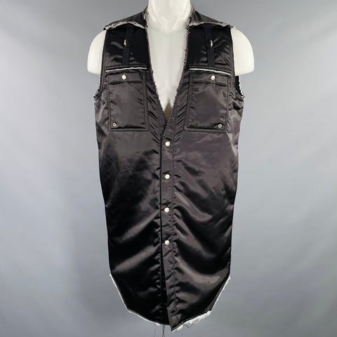 RICK OWENS FW21 Size 38 Gethsemane Black Cotton Oversized Raw Edge Vest