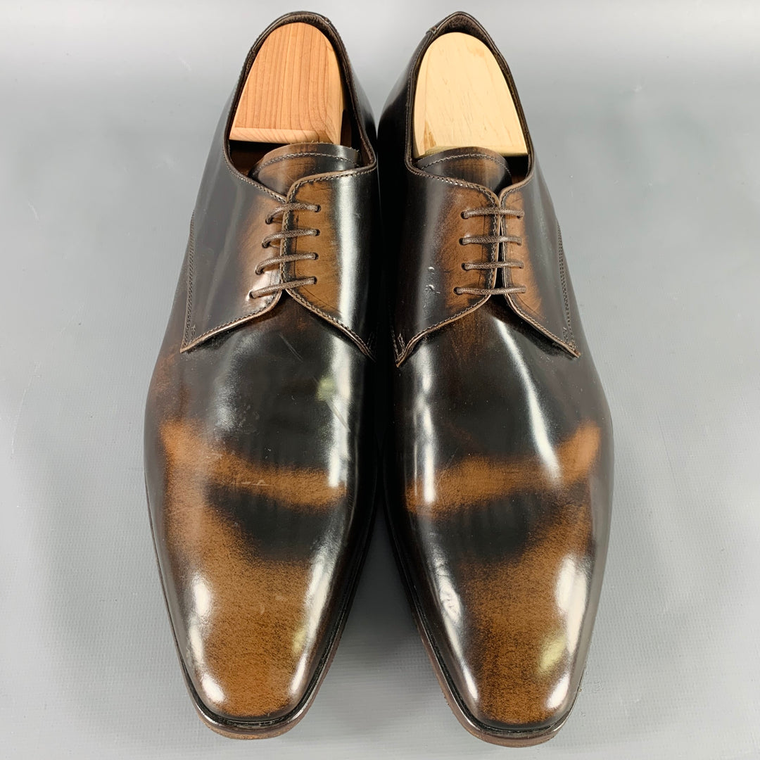 TO BOOT NY Size 10.5 Dark Brown Leather Derby Lace-Up Shoes  display picture 1
