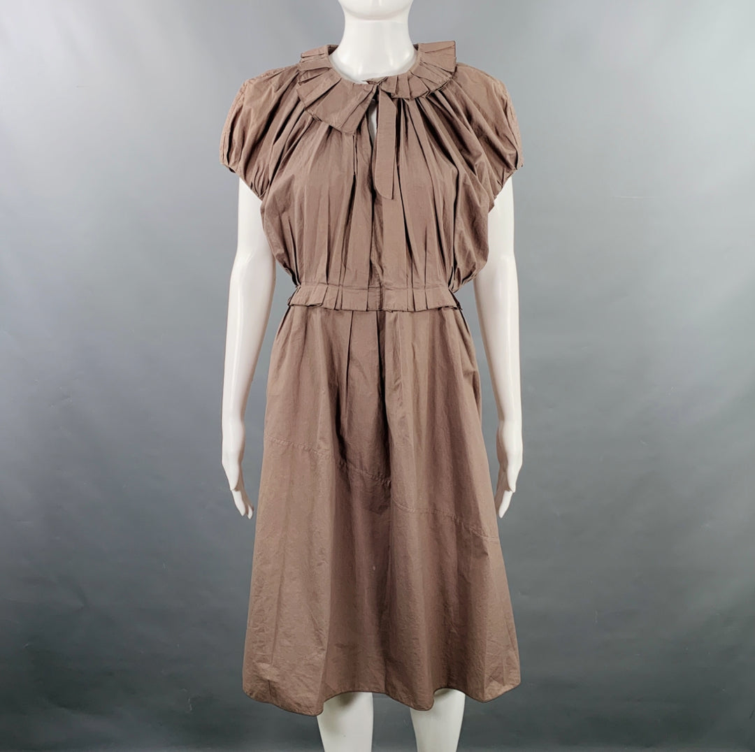 MARNI Size S Khaki Cotton Pleated Knee Length Dress – Sui Generis Designer  Consignment