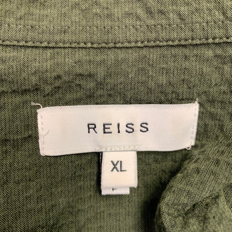 REISS Size XL Green Seersucker Cotton Blend Chore Worker Jacket