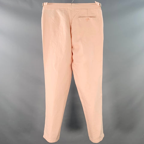 ORLEBAR BROWN Size 32 Griffon Pastel Pink Linen Side Tabs Tapered Casual Pants
