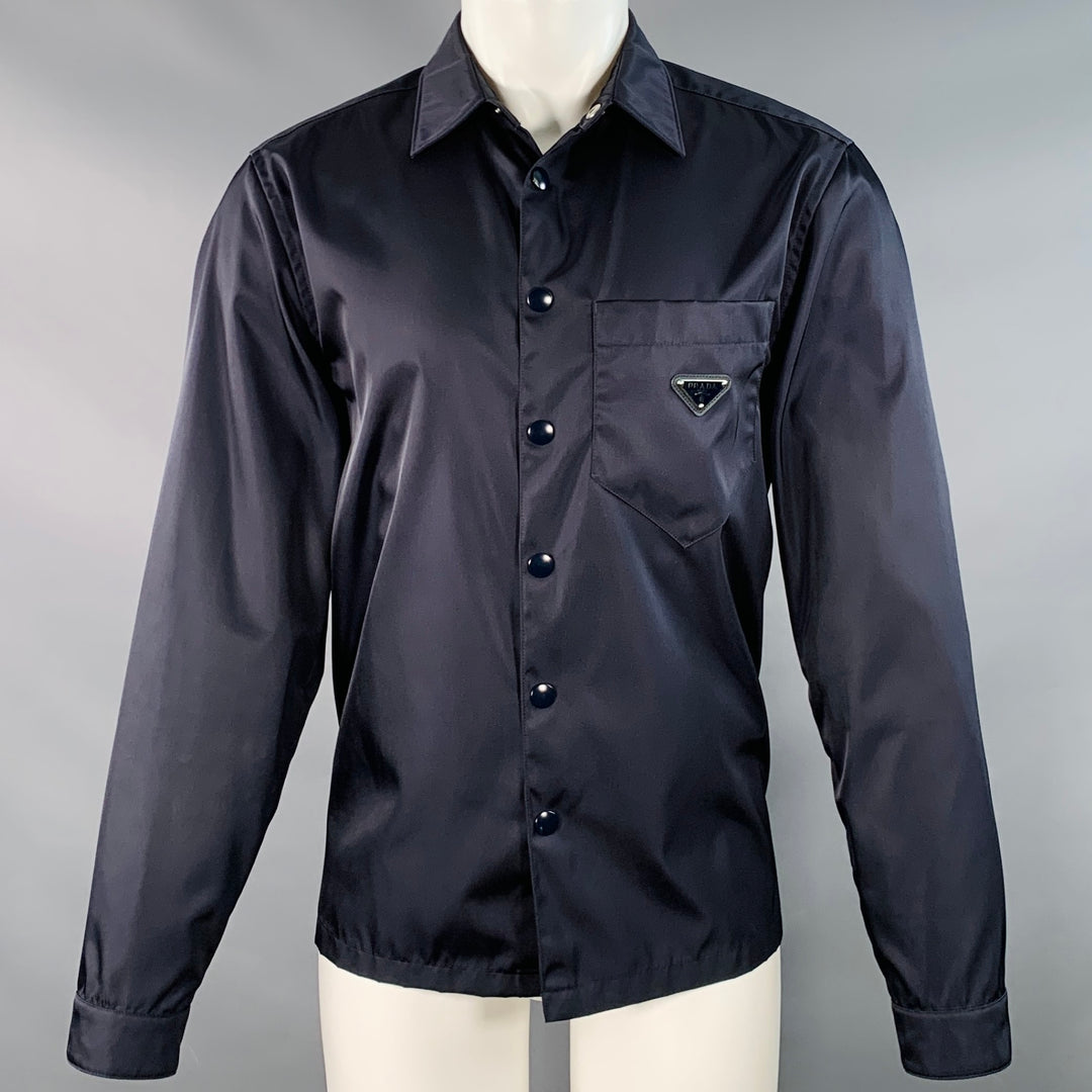 PRADA RE-NYLON Size S Navy Polyamide One Pocket Snaps Jacket