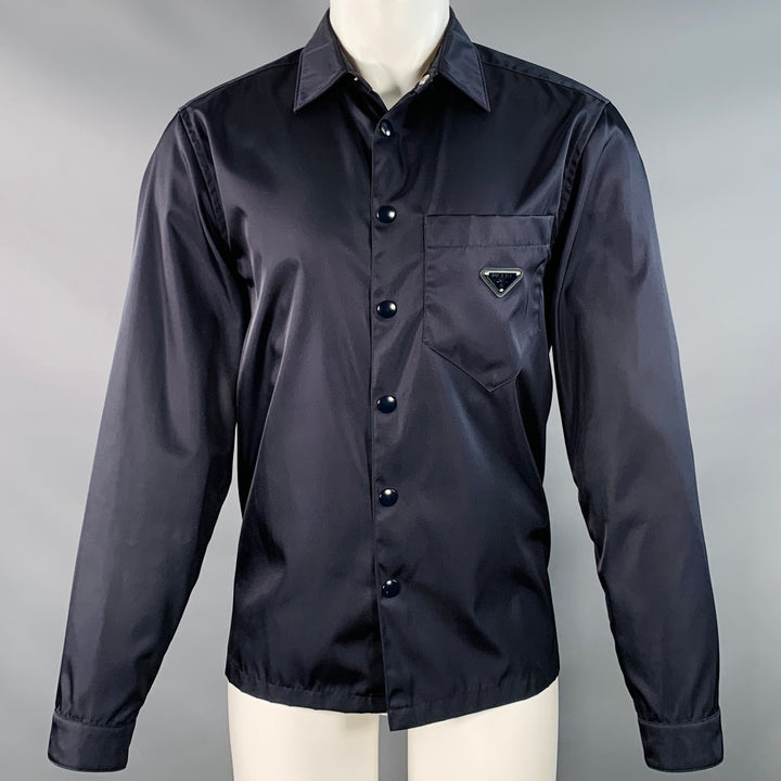 PRADA RE-NYLON Size S Navy Polyamide One Pocket Snaps Jacket