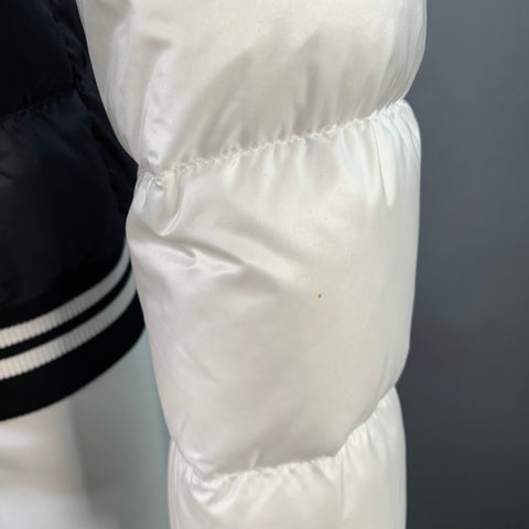 MONCLER Size S Beaufortain White Black Color Block Polyamide Zip Snaps Bomber Jacket