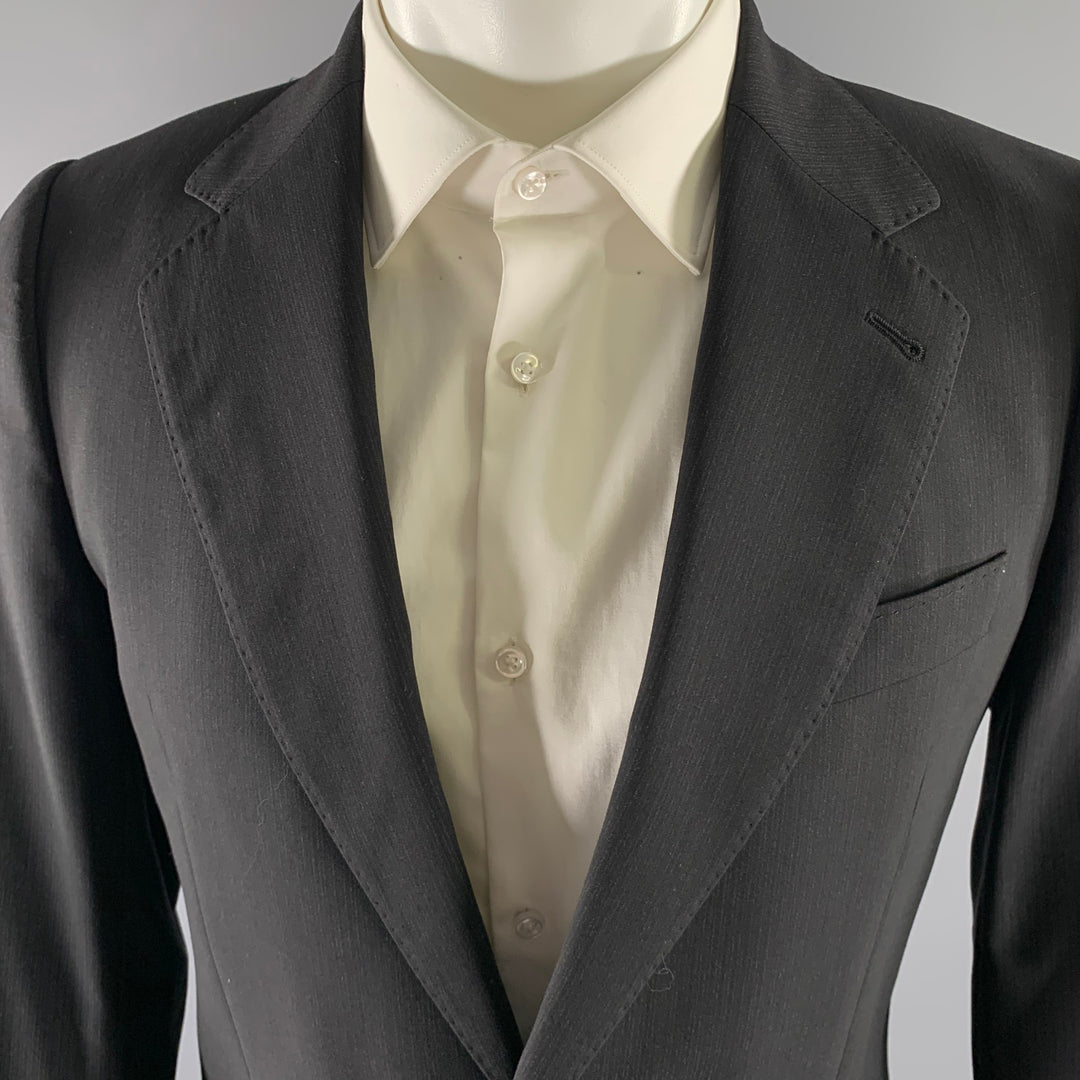 DRIES VAN NOTEN Size 36 Black Stripe Wool Notch Lapel Sport Coat