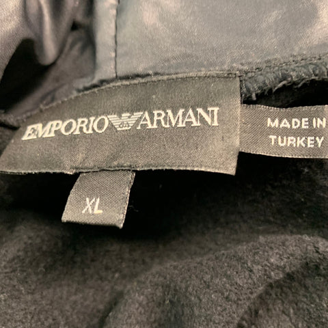 EMPORIO ARMANI Size XL Black Viscose Elastane Hooded Sweatshirt