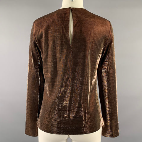 JIGSAW Size 6 Rust Metallic Viscose Blend Dress Top