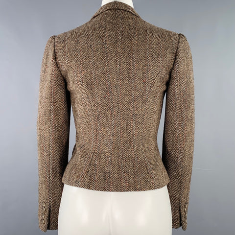 RALPH LAUREN Size 4 Tan Multi Color Wool Herringbone Jacket Blazer
