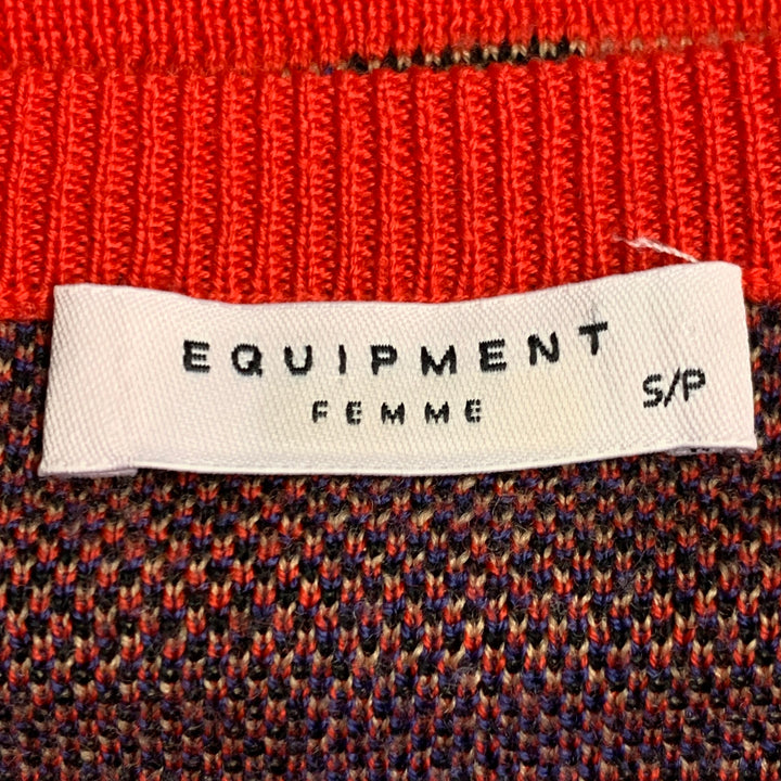 EQUIPMENT Size S Red Black Blue Wool Blend Plaid Crew Neck Pullover