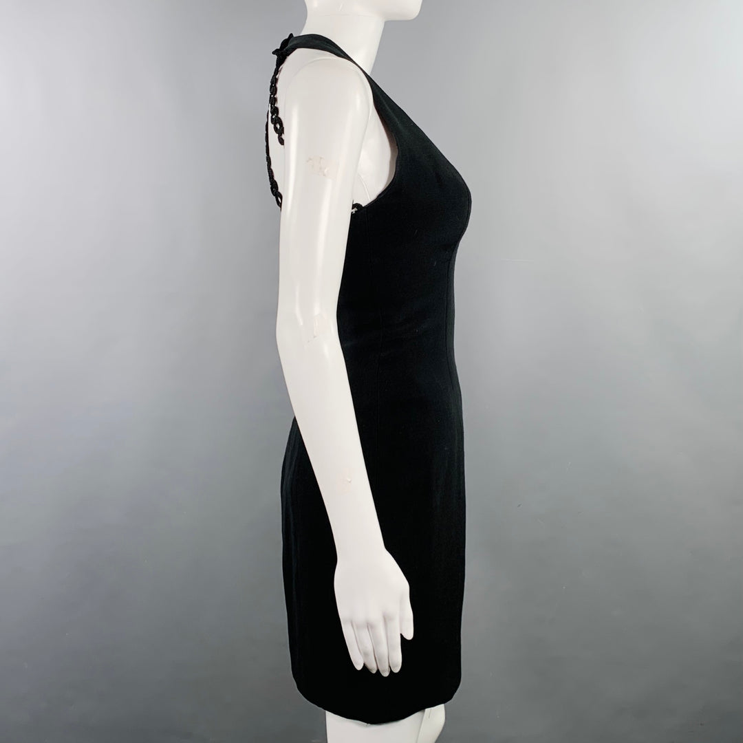 NICOLE MILLER Size S Black Rayon Halter Above Knee Cocktail Dress Sui Generis Designer Consignment NICOLE MILLER Size S Black Rayon Halter Above Knee Cocktail Dress Sui Generis Designer Consignment