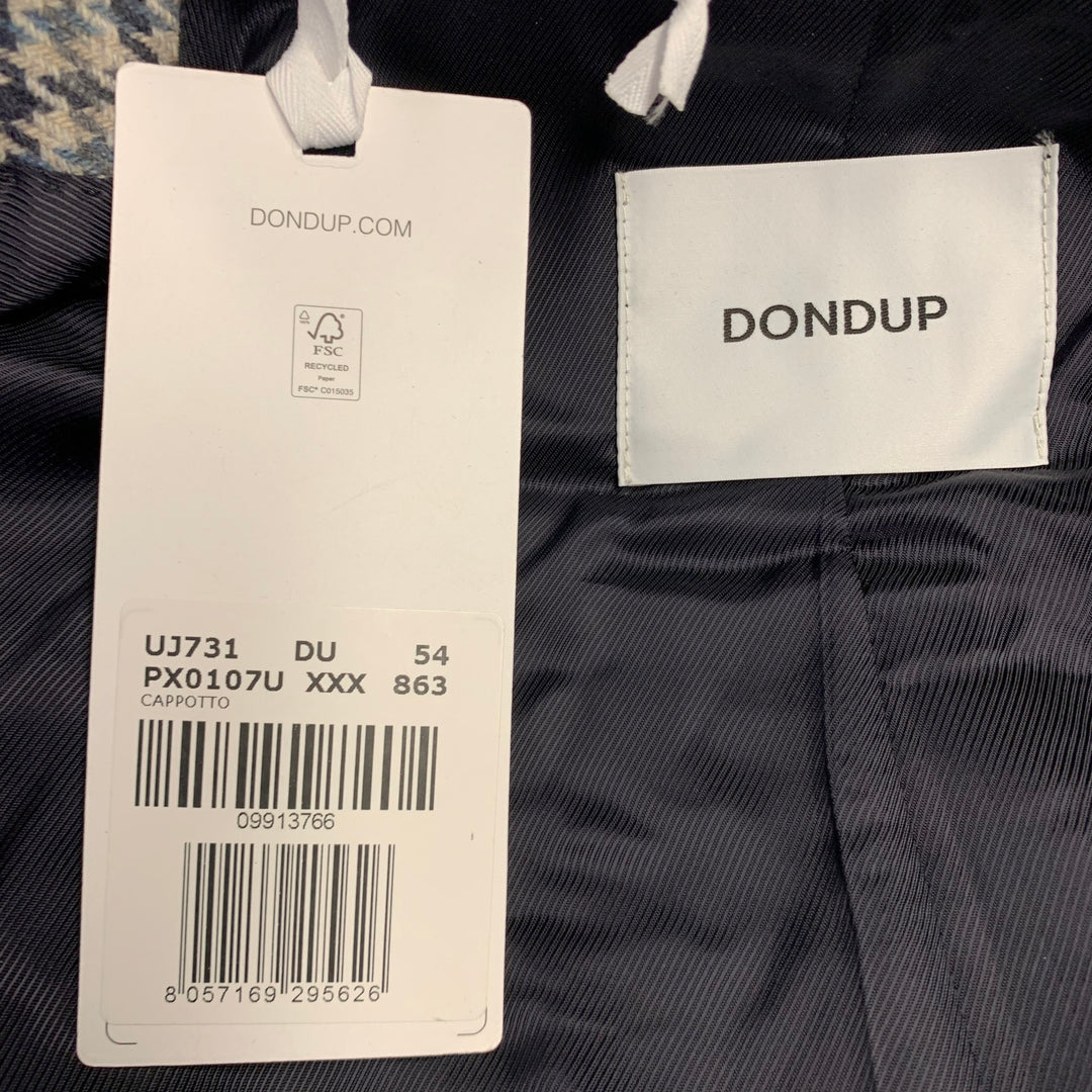 DONDUP Size 44 Grey Navy Houndstooth Wool Blend Single Breasted Notch Lapel Coat