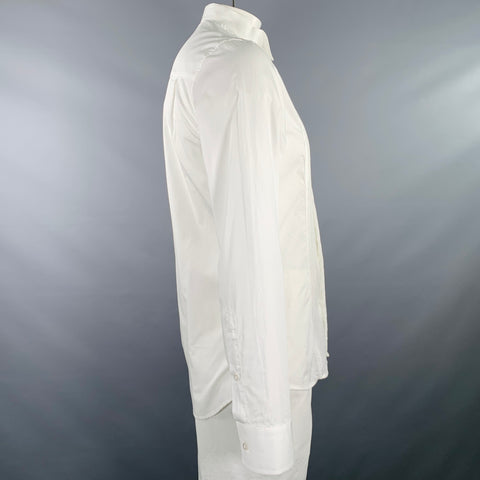 J.LINDEBERG Size L White Pleated Cotton Tuxedo Long Sleeve Shirt