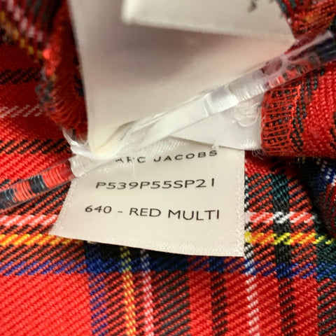 MARC JACOBS Size XS Red Multi Color Polyester Blend Plaid Pleated Dress
