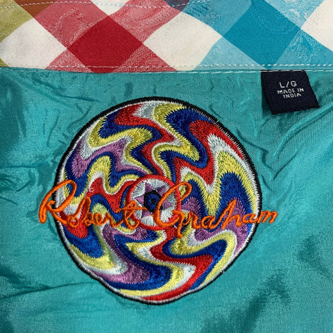 ROBERT GRAHAM Size L Black & White Multi-Color Print Cotton Long Sleeve Shirt