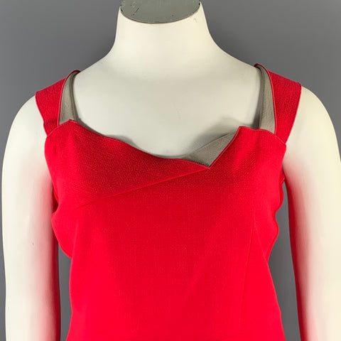 ROLAND MOURET Size L Red Sheath Knee-Length Dress