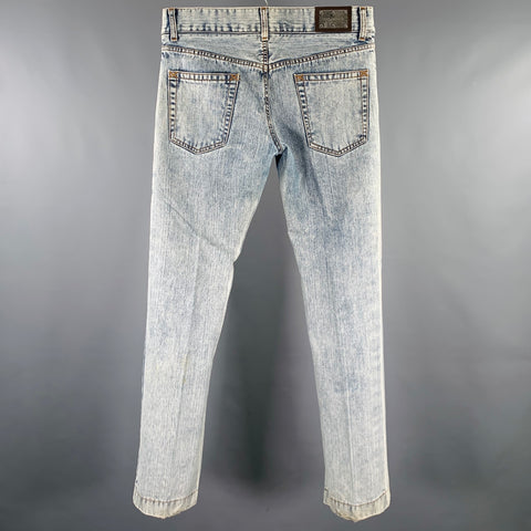 DOLCE & GABBANA Size 32 Blue White Acid Wash Cotton Slim Jeans
