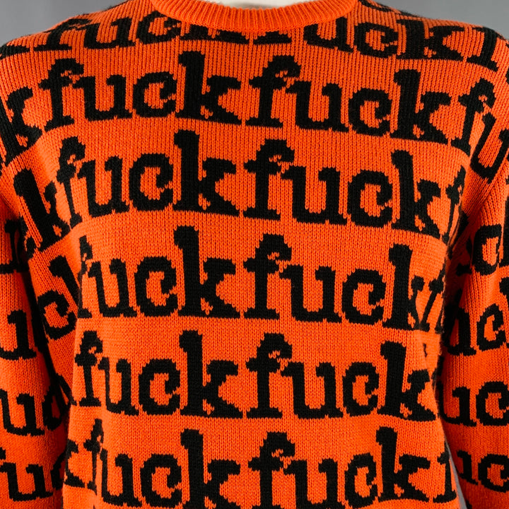 SUPREME Size L Orange Black Acrylic Long Sweater