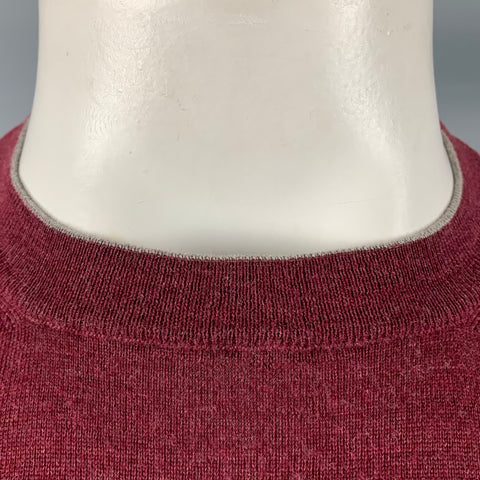 BRUNELLO CUCINELLI Talla M Jersey de cuello redondo de cachemir de lana burdeos