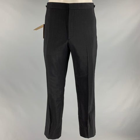BURBERRY Taille 36 Pantalon de costume de smoking en laine mohair noir
