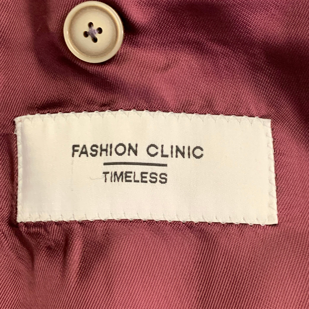 FASHION CLINIC Size 40 Red Grey Plaid Viscose Sport Coat