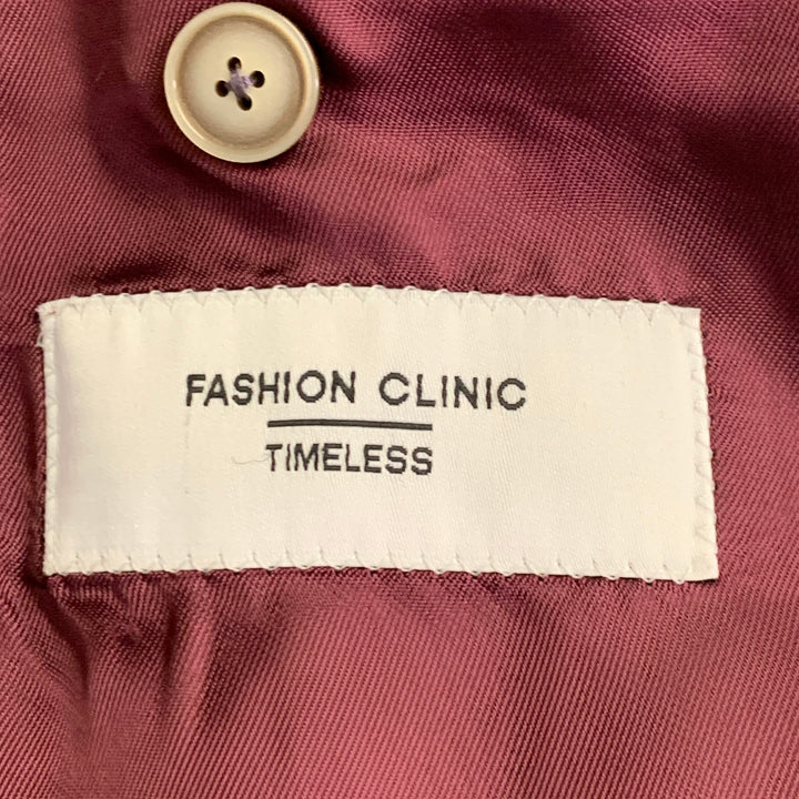 FASHION CLINIC Size 40 Red Grey Plaid Viscose Sport Coat