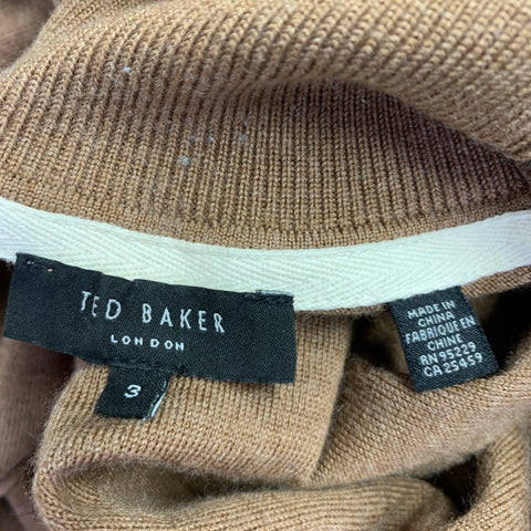 TED BAKER Taille M Pull col roulé en laine marron