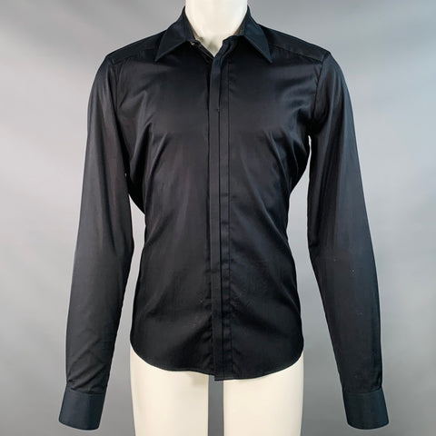 DIRK SCHONBERGER Size 38 Black Cotton  Hidden Buttons Long Sleeve Shirt