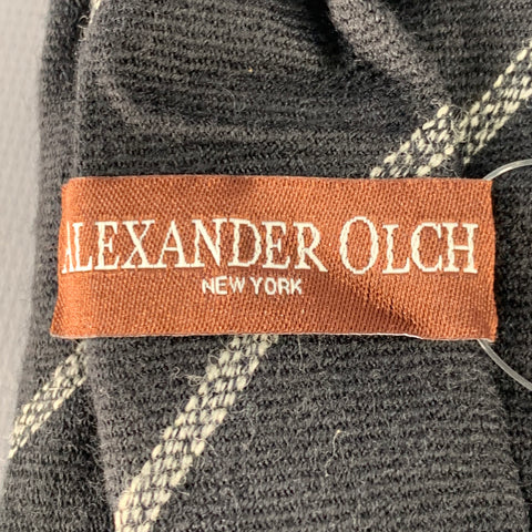 ALEXANDER OLCH Black Grey Diagonal Stripe Wool Tie