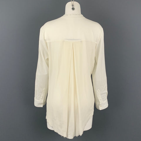 RAQUEL ALLEGRA Taille M Blouse en coton texturé blanc / rayonne