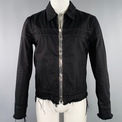 NAHMIAS Size XS Black Cotton Raw Edge Double Zipper Jacket