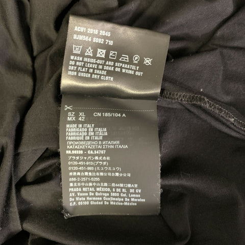 PRADA Size L Black Patch Cotton Crew-Neck T-shirt
