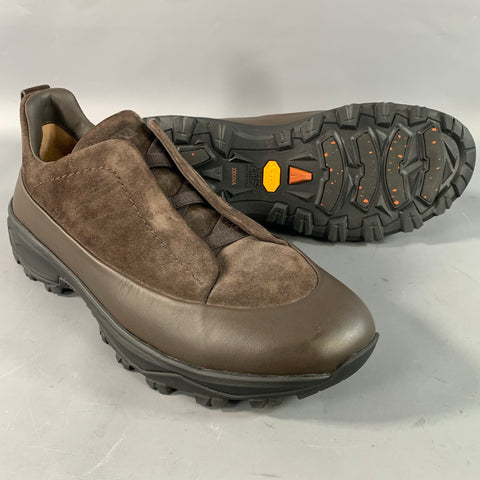 ZEGNA Size 9.5 Brown Solid Suede Slip On Sneakers