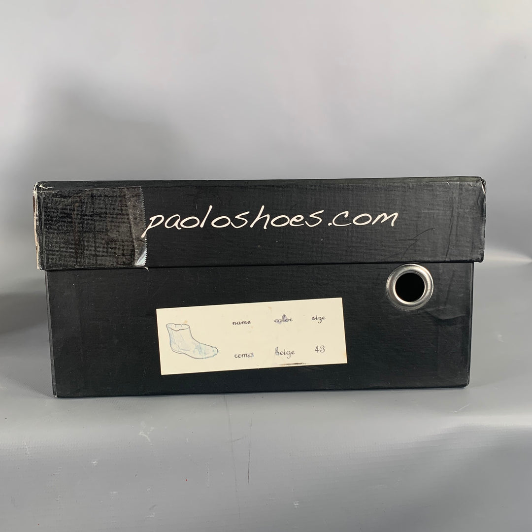 PAOLO SHOES Size 10 Tan Purple Crackled Leather Chelsea Boots