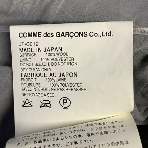 JUNYA WATANABE 2007 Size S Grey Light Grey Wool Double Breasted Bubble Hem Trench Coat