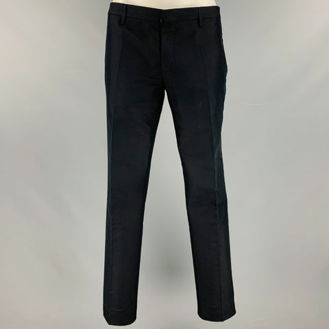 DSQUARED2 Size 44 Black Cotton Silk Peak Lapel Tuxedo
