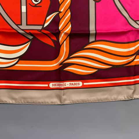 HERMES Multi-Color Print Silk Scarves
