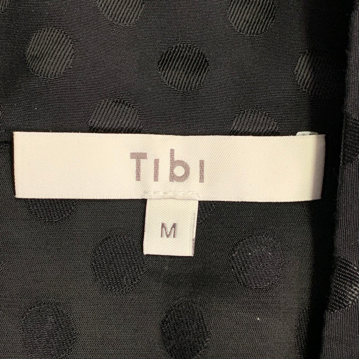 TIBI Size M Black Viscose Dots Bow Blouse