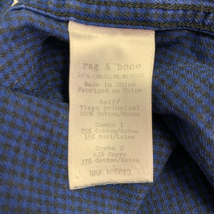 RAG & BONE Size M Blue Black Checkered Cotton One Pocket Long Sleeve Shirt
