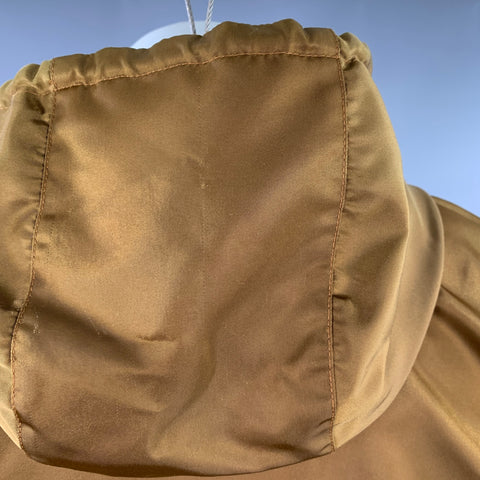 PRADA Size M Bronze Nylon Hooded Zip Up Jacket