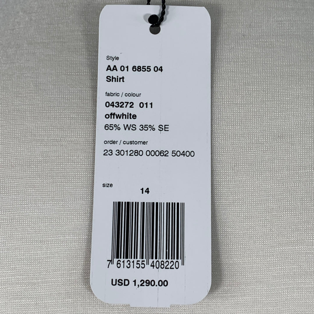 AKRIS Size 14 Off White Cashmere Silk Mock Neck Pullover