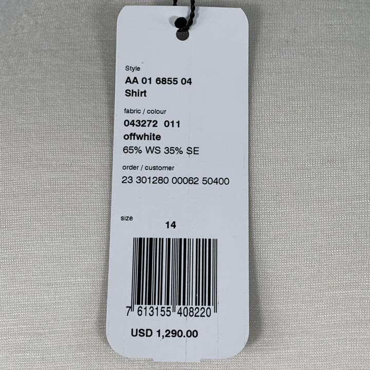 AKRIS Size 14 Off White Cashmere Silk Mock Neck Pullover