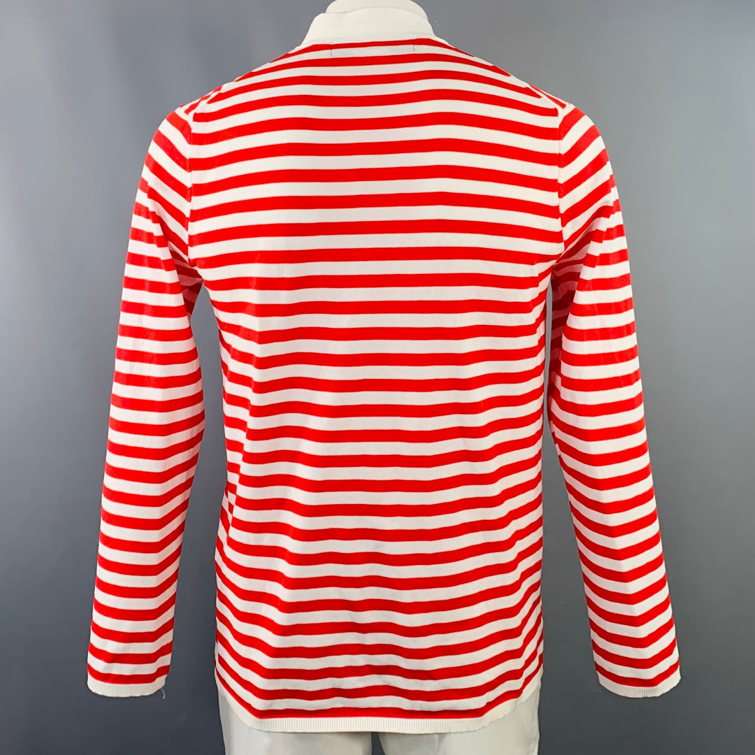 COMME des GARCONS HOMME PLUS Size L Red White Stripe Polyester Cardigan