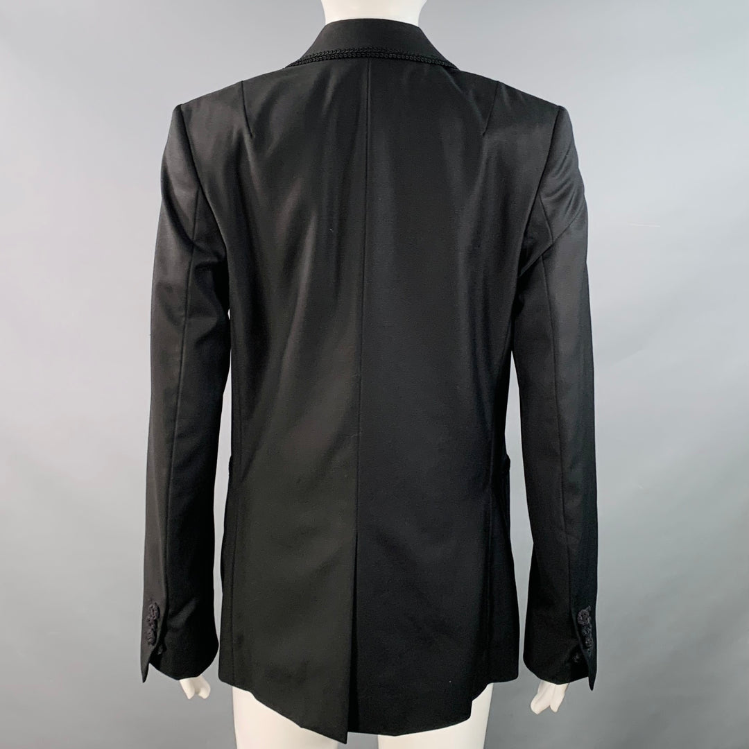 PAUL SMITH Size 6 Black Wool Twill Notch Lapel Jacket Blazer