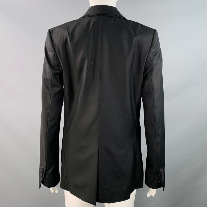 PAUL SMITH Size 6 Black Wool Twill Notch Lapel Jacket Blazer