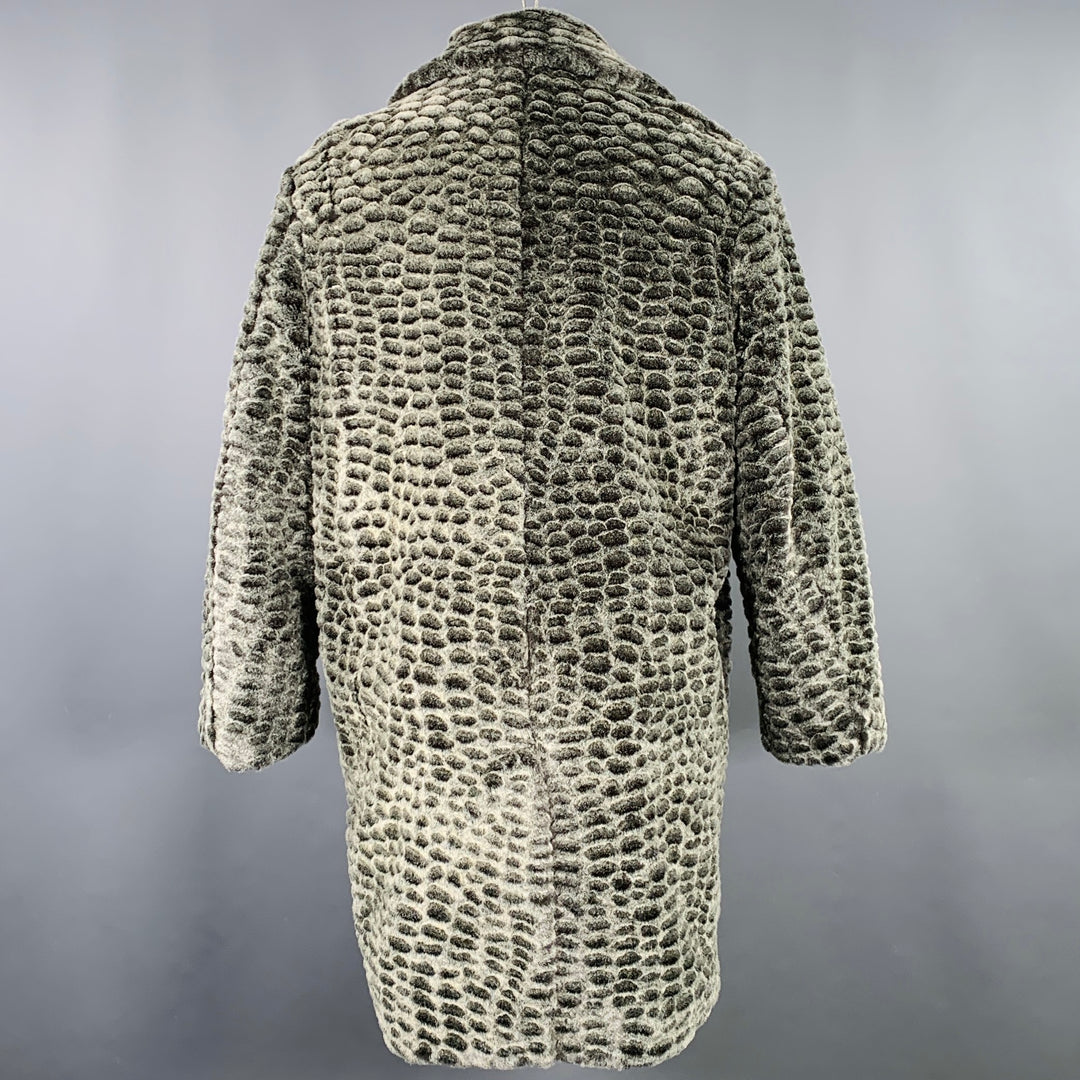 SUPREME Size M Grey Charcoal Textured Acrylic Blend Faux Fur Coat