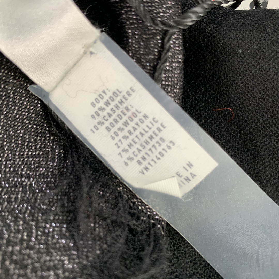 MARC JACOBS Black Metallic Wool Cashmere Blend Scarves